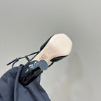 High Heels With Bows Black Sheepskin