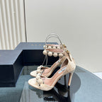 ALAIA HIGH HEEL SANDAL 10 CM IN BEIGE SUEDE