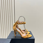 ALAIA HIGH HEEL SANDAL 10 CM IN DIJON YELLOW SUEDE