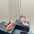 ALAIA HIGH HEEL SANDAL 10 CM IN LIGHT PINK SUEDE