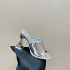 HIGH MULE 95 MM IN SILVER CALFSKIN