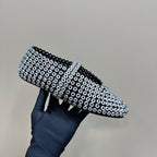BALLET FLATS IN GLASS EYELET SUEDE GOATSKIN WHITE