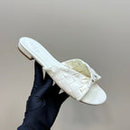 BLINK FLAT MULE IN WHITE INTRECCIATO LEATHER