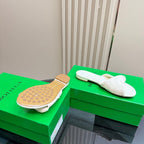 BLINK FLAT MULE IN WHITE INTRECCIATO LEATHER