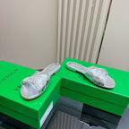 BLINK FLAT MULE IN SILVER INTRECCIATO LEATHER