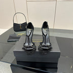 BALMAIN 25S LIPS SANDALS 10 IN BLACK SUEDE