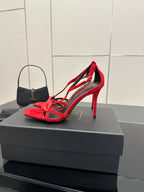 BALMAIN 25S LIPS SANDALS 10 IN CRIMSON RED SUEDE