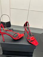 BALMAIN 25S LIPS SANDALS 10 IN CRIMSON RED SUEDE