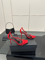 BALMAIN 25S LIPS SANDALS 10 IN CRIMSON RED SUEDE