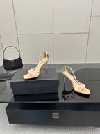 BALMAIN 25S LIPS SANDALS 10 IN BLUSH BEIGE SATIN