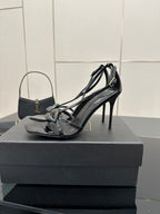 BALMAIN 25S LIPS SANDALS 10 IN BLACK CALFSKIN