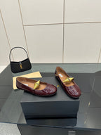 ALAIA BALLET SHOES 25S IN DARK RED PATENT LEATHER WITH GOLD HARDWARE