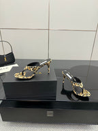 ALAIA HEELED THONG 25S IN LEOPARD PONY HAIR LEATHER