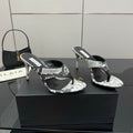 ALAIA HEELED THONG 25S IN WHITE AND BLACK LAMBSKIN SNAKE-EMBOSSED