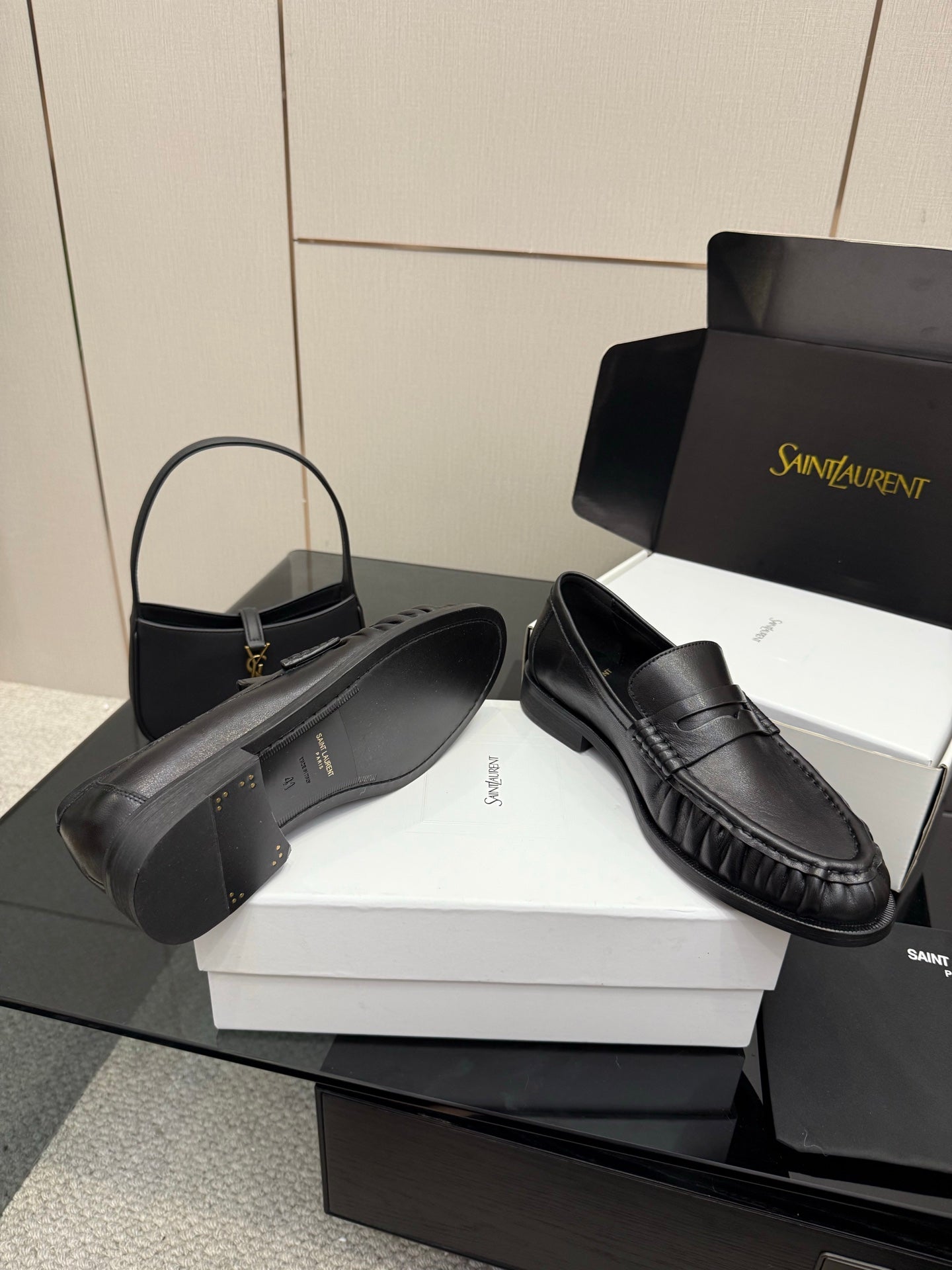 YSL DNA LOAFERS IN BLACK CALFSKIN GOLD HARDWARE