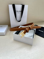 CELINE 25S BELT TRIOMPHE TAURILLON 25MM IN CARAMEL CALFSKIN 557500