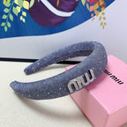 DENIM HEADBAND PIGEON BLUE WITH CRYSTALS 164215