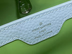 capucines mm 31.5 green taurillon leather turquoise silver hardware