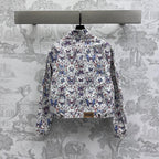 CD Jacket White Cotton Denim with Multicolor