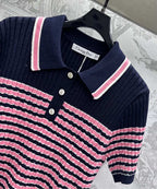 Dior 25 Polo T-Shirt Night Blue mix Pink Linen 232265
