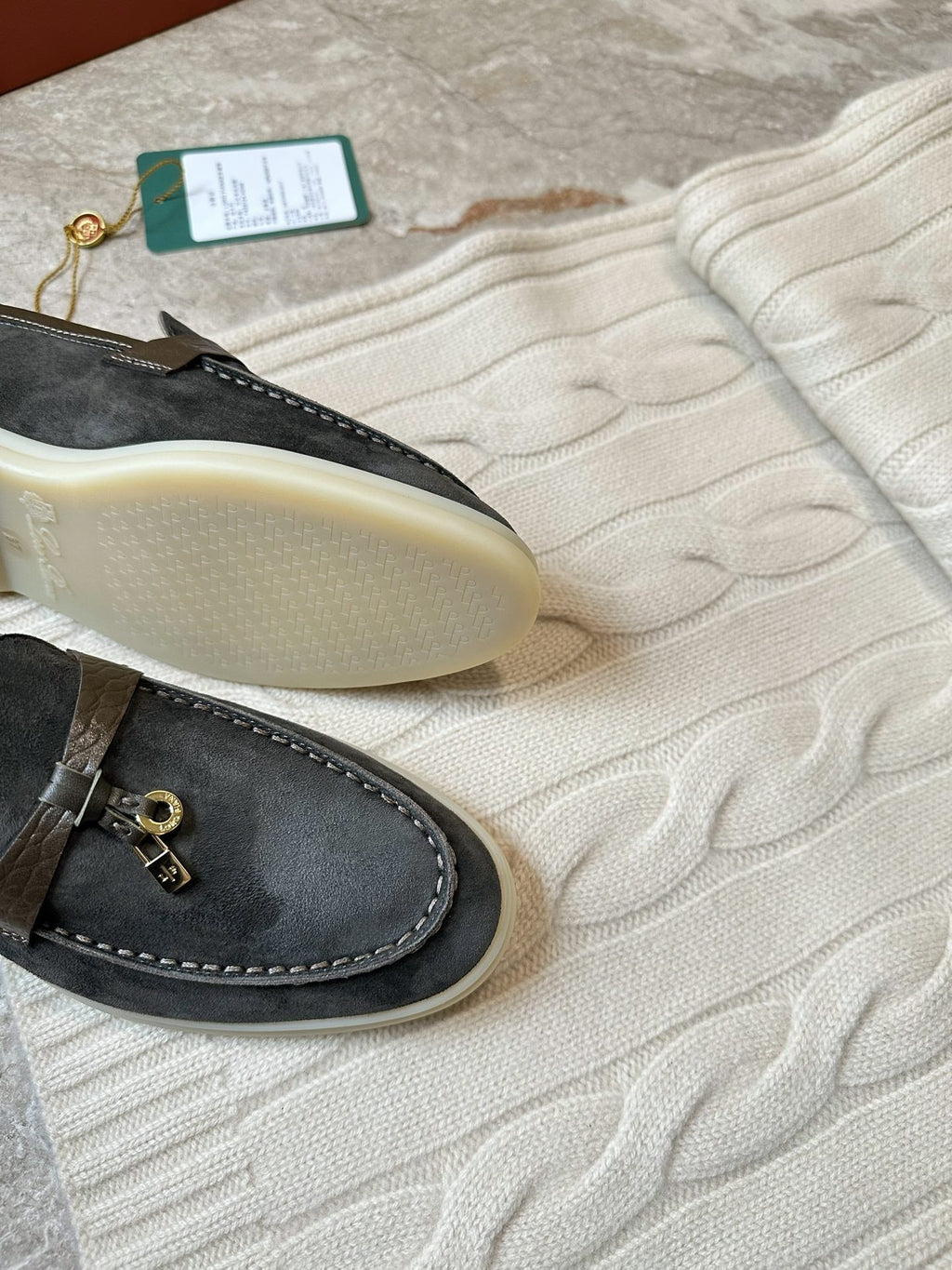 LP LOAFERS 25S IN DARK GREY SUEDE MIX LAMBSKIN