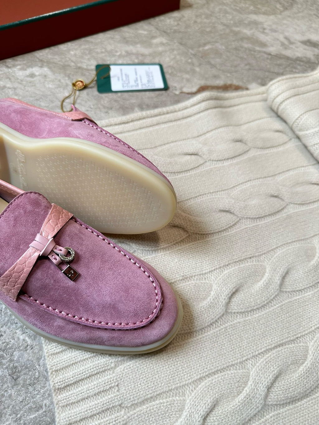 LP LOAFERS 25S IN MAUVE PINK SUEDE MIX LAMBSKIN