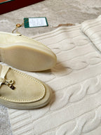 LP LOAFERS 25S IN SOFT BEIGE SUEDE MIX LAMBSKIN