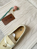 SUMMER WALK LOAFERS BEIGE SUEDE GOLD PADLOCK CHARM