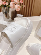 BLOCK SLIDE WITH TRIOMPHE IN WHITE SMOOTH LAMBSKIN