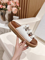 TRIOMPHE SANDALS IN WHITE CALFSKIN