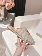 CELINE 25S LES ESPADRILLES MULE IN LIGHT GRAY CANVAS