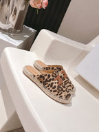 CELINE 25S LES ESPADRILLES MULE IN LEOPARD PRINTED HAIRY CALFSKIN