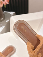 CELINE 25S LYMPIA TWISTED SANDAL IN BURNT ORANGE SPONGE FABRIC