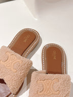CELINE 25S LYMPIA TWISTED SANDAL IN BEIGE SPONGE FABRIC