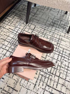 SQUARE TOE OXFORD IN SANGRIA RED SHINY CALFSKIN