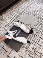 FLAT SLINGBACKS IN WHITE MIX BLACK CALFSKIN