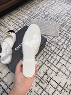 FLAT SLINGBACKS IN WHITE MIX BLACK CALFSKIN