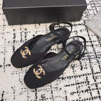 FLAT SLINGBACKS IN BLACK FABRIC