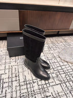 CC BOOTS IN BLACK SUEDE AND CALFSKIN 393518