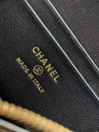 VANITY CASE 19 IN BLACK GRAINED CALFSKIN GOLD HARDWARE