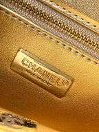 CC 2025 Flap Bag Brown Gold Sequin 298199
