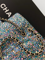 Chanel 2026 Flap Bag 21cm Blue mix Colors Sequin Leather 325283