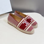 NEW FLAT FISHERMAN SHOES CARO RED COTTON CANVAS