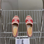 NEW FLAT FISHERMAN SHOES CARO RED COTTON CANVAS