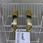 BALLET FLAT SHOES DARK OLIVE COLOR SHEEPSKIN
