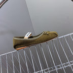 BALLET FLAT SHOES DARK OLIVE COLOR SHEEPSKIN