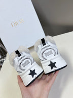 DIOR CHRONO SNEAKER 25S IN WHITE LAMBSKIN AND MESH FABRIC