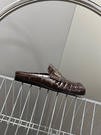 YSL 25S LOAFER MULE IN DARK BROWN CALFSKIN