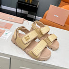 SANDALS CHAMPAGNE SHEEPSKIN WITH 2 HORIZONTAL STRAPS