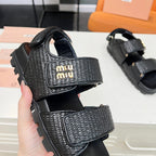 SANDALS BLACK SHEEPSKIN WITH 2 HORIZONTAL STRAPS